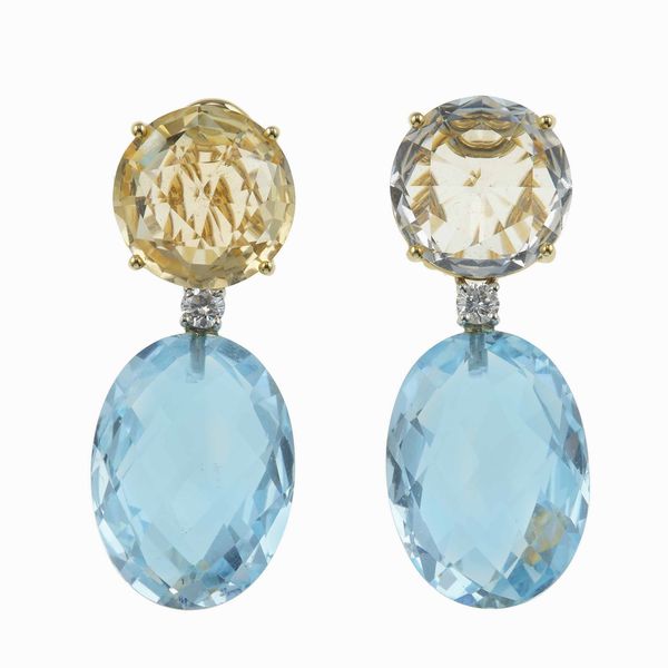 Demi-parure composta da girocollo ed orecchini con cristallo di rocca, topazi e citrini  - Asta Fine jewels - Associazione Nazionale - Case d'Asta italiane