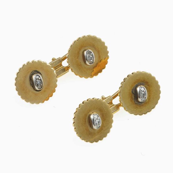 Bottoni da polso con piccoli diamanti  - Asta Fine jewels - Associazione Nazionale - Case d'Asta italiane