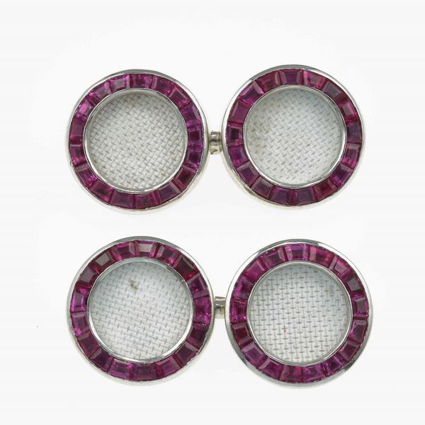 Cartier, Paris. Bottoni da polso con rubini  - Asta Fine jewels - Associazione Nazionale - Case d'Asta italiane