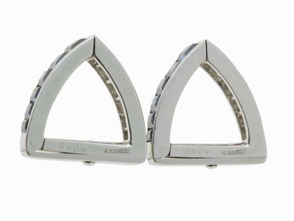 Cartier. Bottoni da polso con diamanti e zaffiri  - Asta Fine jewels - Associazione Nazionale - Case d'Asta italiane