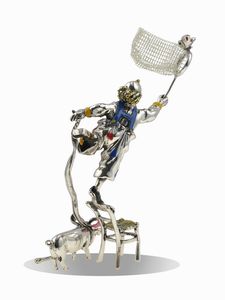 Gene Moore per Tiffany & Co. Due clown con smalti policromi  - Asta Fine jewels - Associazione Nazionale - Case d'Asta italiane