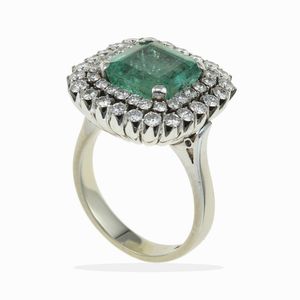 Anello con smeraldo e diamanti  - Asta Fine jewels - Associazione Nazionale - Case d'Asta italiane