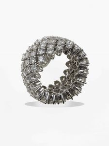 Anello a fascia morbida con diamanti taglio brillante per ct 13.00 circa  - Asta Fine jewels - Associazione Nazionale - Case d'Asta italiane