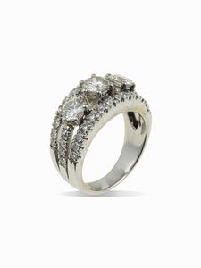 Anello con diamanti taglio brillante per ct 1.60 circa  - Asta Fine jewels - Associazione Nazionale - Case d'Asta italiane