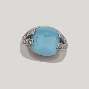 Versace. Anello con acquamarina e diamanti  - Asta Fine jewels - Associazione Nazionale - Case d'Asta italiane