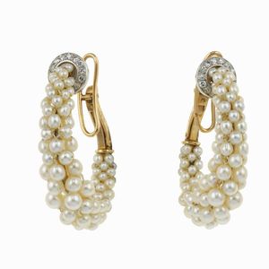 Cartier, Paris. Orecchini con seed pearls e diamanti  - Asta Fine jewels - Associazione Nazionale - Case d'Asta italiane
