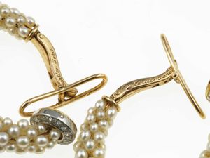 Cartier, Paris. Orecchini con seed pearls e diamanti  - Asta Fine jewels - Associazione Nazionale - Case d'Asta italiane