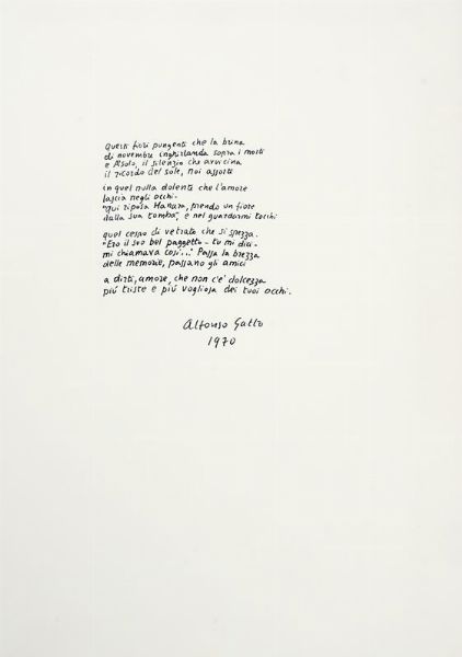 ALFONSO GATTO : Alfonso Gatto. 5 litografie, 5 poesie, 1 poesia autografata.  - Asta Libri, manoscritti e riviste [ASTA A TEMPO] - Associazione Nazionale - Case d'Asta italiane
