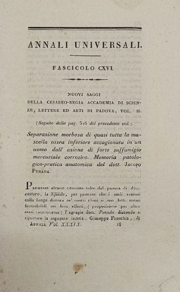Annali Universali di medicina compilati da Annibale Omodei.  - Asta Libri, manoscritti e riviste [ASTA A TEMPO] - Associazione Nazionale - Case d'Asta italiane