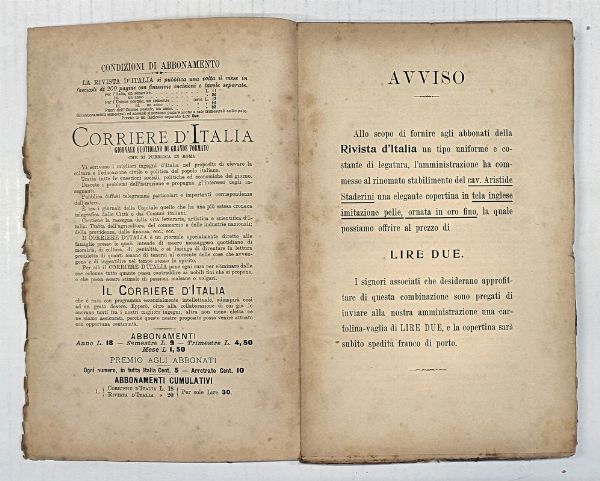Rivista d'Italia.  - Asta Libri, manoscritti e riviste [ASTA A TEMPO] - Associazione Nazionale - Case d'Asta italiane