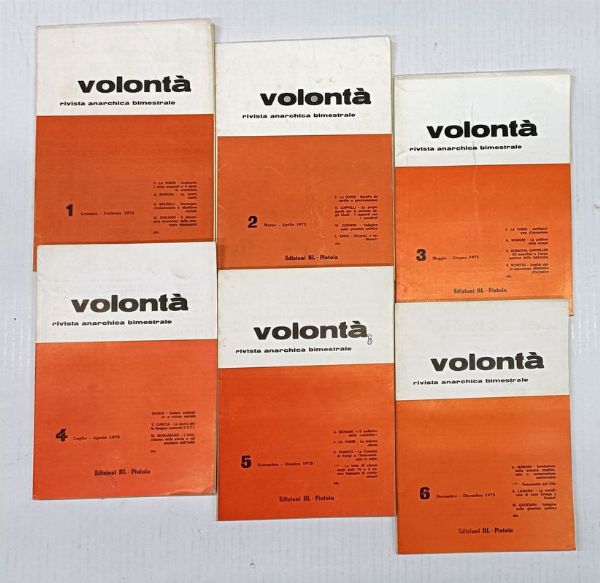 Volont. Rivista mensile del movimento anarchico italiano.  - Asta Libri, manoscritti e riviste [ASTA A TEMPO] - Associazione Nazionale - Case d'Asta italiane