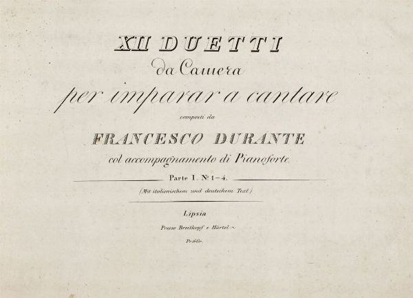 XII Duetti da Camera per imparar a cantare [...] con accompagnamento di pianoforte. Parte I N. 1-4.  - Asta Libri, manoscritti e riviste [ASTA A TEMPO] - Associazione Nazionale - Case d'Asta italiane
