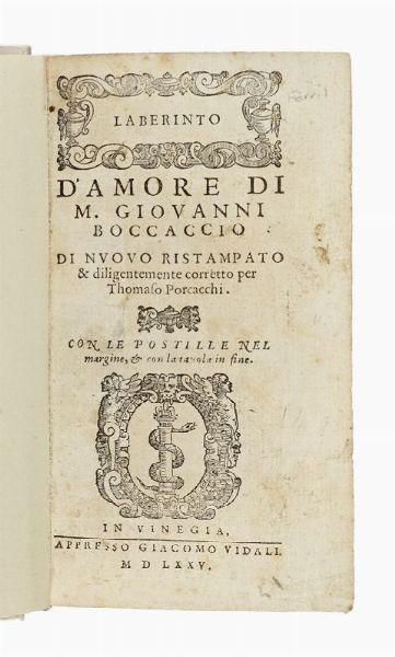 GIOVANNI BOCCACCIO : L'amorosa Fiammetta.  - Asta Libri, manoscritti e riviste [ASTA A TEMPO] - Associazione Nazionale - Case d'Asta italiane
