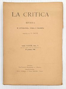La Critica. Rivista di letteratura, storia e filosofia diretta da B. Croce.  - Asta Libri, manoscritti e riviste [ASTA A TEMPO] - Associazione Nazionale - Case d'Asta italiane