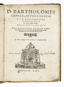 BARTOLOMEO CIPOLLA - Commentaria [...] nunc primum in lucem edita.