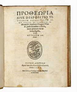 OTTO (VON) HOEVEL - Protheoria sive Dispositio titulorum Pandectarum iuris civilis.