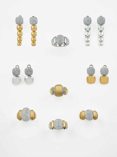 Modello Double Join. Lotto composto da cinque anelli e quattro paia di orecchini con diamanti  - Asta Gioielli Contemporanei - Associazione Nazionale - Case d'Asta italiane