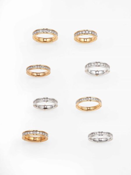 Modello Aeternitas. Lotto composto da otto anelli con diamanti  - Asta Gioielli Contemporanei - Associazione Nazionale - Case d'Asta italiane