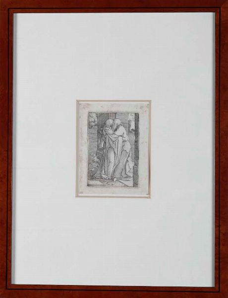 Luca di Leida : Anna e Gioacchino alla Porta doro  - Asta Libri Antichi e Rari. Incisioni - Associazione Nazionale - Case d'Asta italiane