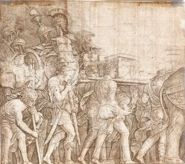 Mantegna, Andrea : Andrea Mantegna e bottega (Isola di Carturo 1431  Mantova 1506) I portatori di corsaletti. (Soldati romani con trofei)  - Asta Libri Antichi e Rari. Incisioni - Associazione Nazionale - Case d'Asta italiane