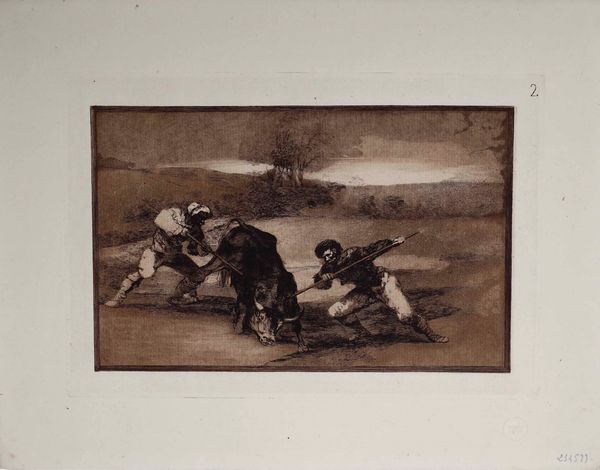 Francisco Goya : Goya Francisco  (Fuendetodos, 1746  Bordeaux, 1828) Otro modo de cazar a pie.  - Asta Libri Antichi e Rari. Incisioni - Associazione Nazionale - Case d'Asta italiane