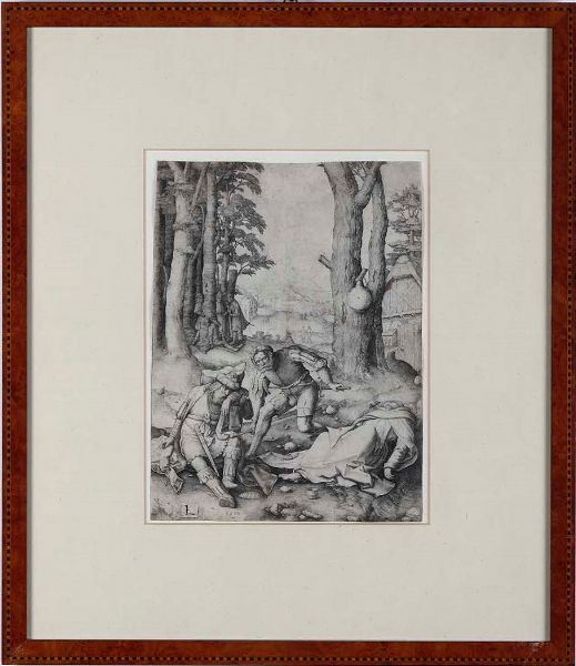 Luca di Leida : Bulino originale, monogrammato e datato e datato in lastra. Mm 286 x 216. Maometto e il Monaco Sergio, 1508  - Asta Libri Antichi e Rari. Incisioni - Associazione Nazionale - Case d'Asta italiane