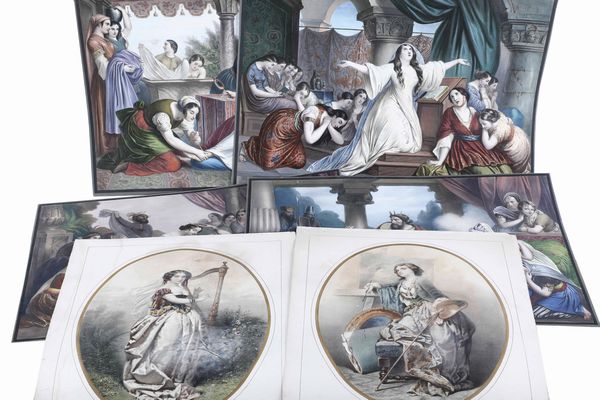 Sette incisioni di grande formato di gusto romantico e orientalista Litografie a colori  - Asta Libri Antichi e Rari. Incisioni - Associazione Nazionale - Case d'Asta italiane