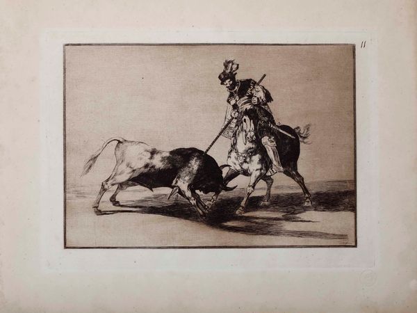 Francisco Goya : Goya Francisco  (Fuendetodos, 1746  Bordeaux, 1828) El chid campeador lanceando otro toro  - Asta Libri Antichi e Rari. Incisioni - Associazione Nazionale - Case d'Asta italiane