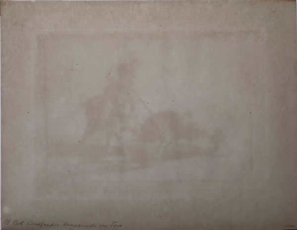 Francisco Goya : Goya Francisco  (Fuendetodos, 1746  Bordeaux, 1828) El chid campeador lanceando otro toro  - Asta Libri Antichi e Rari. Incisioni - Associazione Nazionale - Case d'Asta italiane