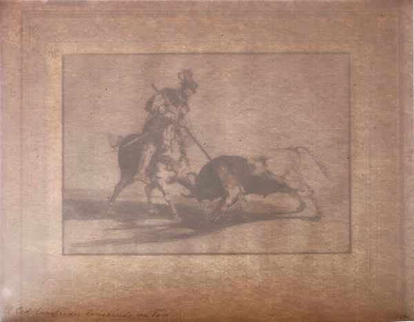 Francisco Goya : Goya Francisco  (Fuendetodos, 1746  Bordeaux, 1828) El chid campeador lanceando otro toro  - Asta Libri Antichi e Rari. Incisioni - Associazione Nazionale - Case d'Asta italiane