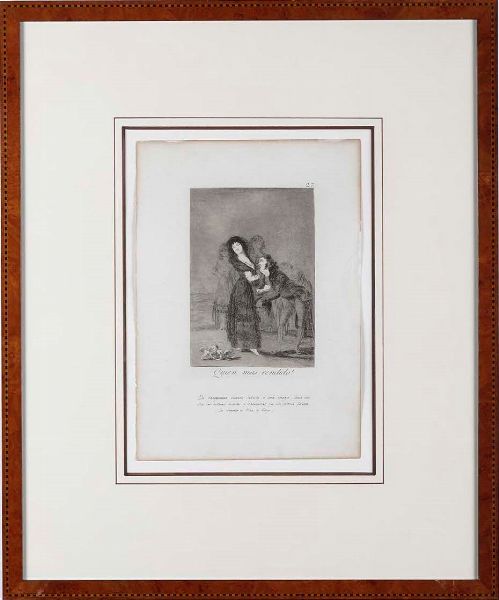 Francisco Goya : Acquaforte, acquatinta e puntasecca, firmata in lastra. Mm 195 x 150 Quien mas rendido?  - Asta Libri Antichi e Rari. Incisioni - Associazione Nazionale - Case d'Asta italiane