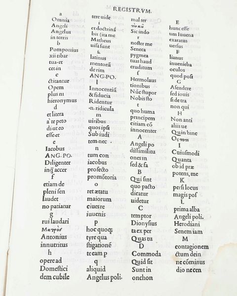 Poliziano Angelo : Omnia opera Angeli Politiani...Venezia, Aldus,1498  - Asta Libri Antichi e Rari. Incisioni - Associazione Nazionale - Case d'Asta italiane
