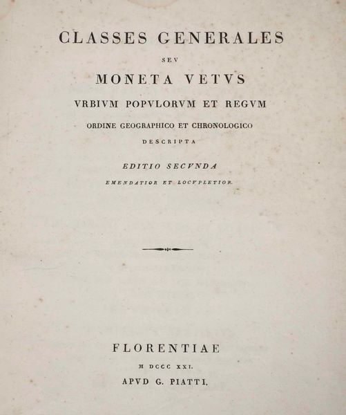 FRANCESCO DANIELE : Monete antiche di Capua... in Napoli, nella stamperia Simoniana, 1802.  - Asta Libri Antichi e Rari. Incisioni - Associazione Nazionale - Case d'Asta italiane