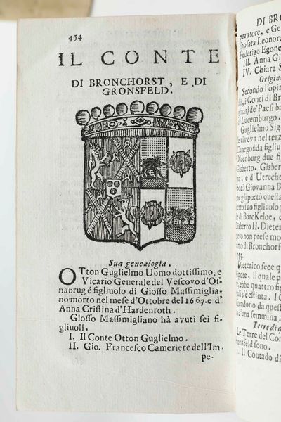 Rilegatura alle Armi - Autori Vari : Li sovrani del mondo. Opera che da notizia della genealogia delle loro famiglie...In Venezia, per Sebastian Coleti e Gio. Malachin, 1720. 4 tomi  - Asta Libri Antichi e Rari. Incisioni - Associazione Nazionale - Case d'Asta italiane