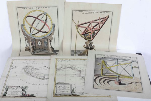 Zatta, Antonio Cinque incisioni settecentesche, presumibilmente provenienti da Atlante del secolo XVIII. Sfera armillare -  Nuova Guinea  - Asta Libri Antichi e Rari. Incisioni - Associazione Nazionale - Case d'Asta italiane