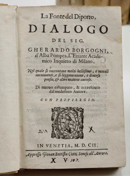 Scipione Errico : Locchiale appannato...In Messina, per Gio. Franc. Bianco Stamp., 1629  - Asta Libri Antichi e Rari. Incisioni - Associazione Nazionale - Case d'Asta italiane