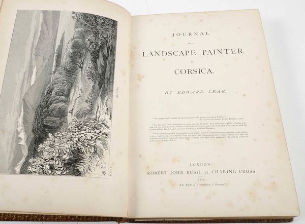 Lear Edward Journal of a landscape painter in Corsica. London, Robert John Bush, 1870  - Asta Libri Antichi e Rari. Incisioni - Associazione Nazionale - Case d'Asta italiane