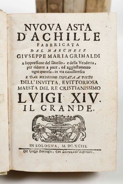 Rilegatura alle Armi - Autori Vari : Rime di diversi antichi autori toscani, in Venezia, Simone Occhi, 1740  - Asta Libri Antichi e Rari. Incisioni - Associazione Nazionale - Case d'Asta italiane