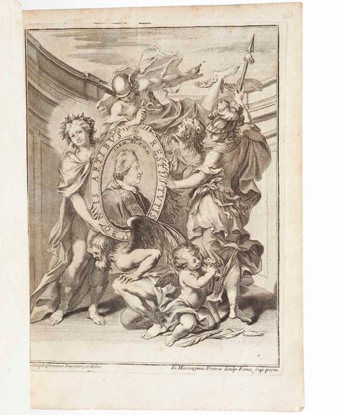Giuseppe Ghezzi : Roma, tutrice delle belle arti pittura, scultura, e architettura...in Roma, Gaetano Zanobi, 1710  - Asta Libri Antichi e Rari. Incisioni - Associazione Nazionale - Case d'Asta italiane