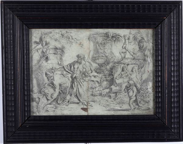 Castiglione Giovanni Benedetto detto il Grechetto, copia da : Temporalis Aeternitas o Allegoria della temporalit�  - Asta Libri Antichi e Rari. Incisioni - Associazione Nazionale - Case d'Asta italiane