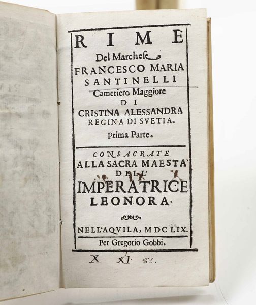 Francesco Pona : La Galleria delle donne celebri, in Roma, Per il Corbelletti, 1635  - Asta Libri Antichi e Rari. Incisioni - Associazione Nazionale - Case d'Asta italiane