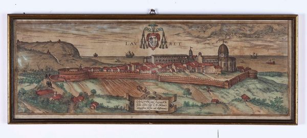 Braun,Georg - Hogenberg, Frans Lauretum agri. (Veduta di Orvieto) Sec.XVI-XVII  - Asta Libri Antichi e Rari. Incisioni - Associazione Nazionale - Case d'Asta italiane