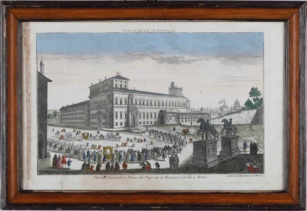 Veduta ottica-stampa popolare. Vue du Quirinal ou Palais du Pape sur le Montagne Cavallo a Rome...  Paris, chez Daumont.<BR>  - Asta Libri Antichi e Rari. Incisioni - Associazione Nazionale - Case d'Asta italiane