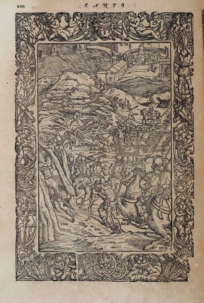 Lodovico Ariosto : Orlando Furioso di M. Ludovico Ariosto, tutto ricorretto, et di nuove figure adornato...in Venetia, appresso Vincenzo Valgrisi, 1573  - Asta Libri Antichi e Rari. Incisioni - Associazione Nazionale - Case d'Asta italiane