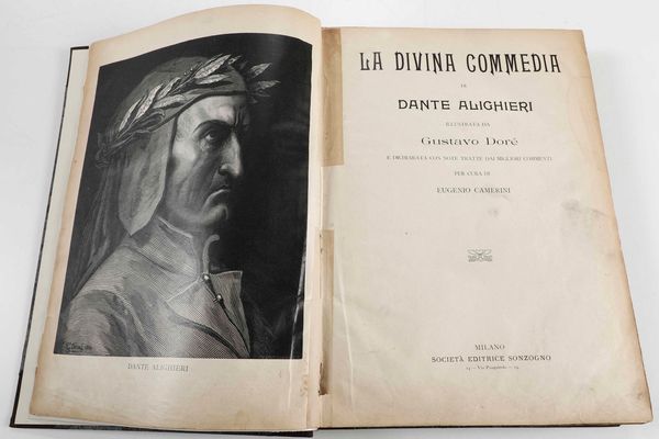 DANTE ALIGHIERI : La Divina Commedia... Illustrata da Gustavo Dorè. Milano, Sonzogno, senza data ma fine secolo XIX.  - Asta Libri Antichi e Rari. Incisioni - Associazione Nazionale - Case d'Asta italiane