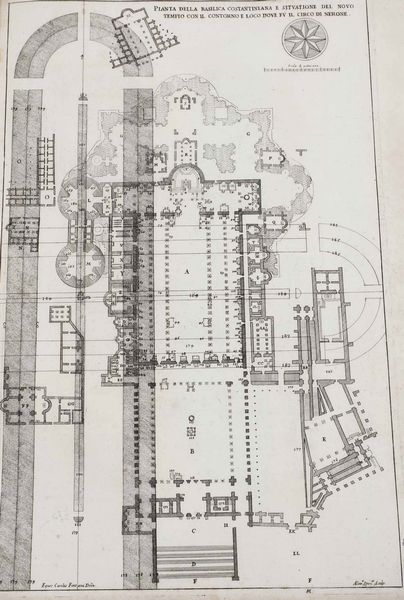 Carlo Fontana : Templum Vaticanum et ipsius origo cum aedificiis maxim conspicuis antiquits, & recns ibidem constitutis; editum ab equite Carolo Fontana...Opus in septem libros distributum...Romae, nella Stamparia di Gio Francesco Buagni, 1694.  - Asta Libri Antichi e Rari. Incisioni - Associazione Nazionale - Case d'Asta italiane