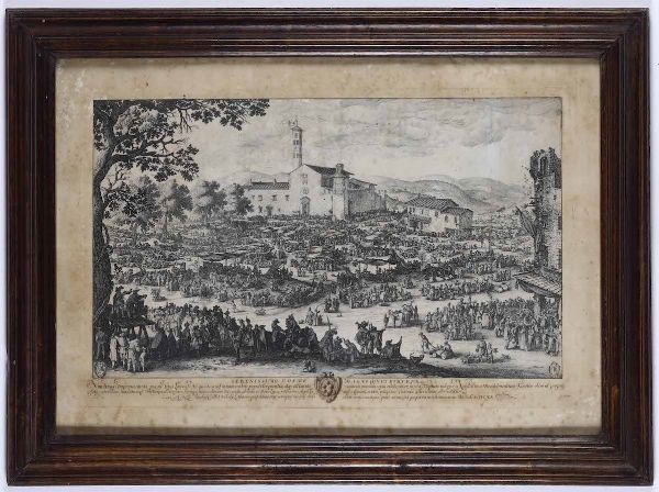 Jacques Callot : Nundinas Imprunetanas Qu in Diui Luca Festo, Firenze, 1620  - Asta Libri Antichi e Rari. Incisioni - Associazione Nazionale - Case d'Asta italiane