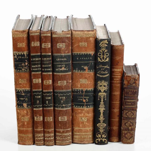 Rilegatura alle Armi - Autori Vari : LItalia descritta e dipinta con le sue isole di Sicilia, Sardegna, Elba, Malta, Eolie...Torino, Pomba, 1837.  - Asta Libri Antichi e Rari. Incisioni - Associazione Nazionale - Case d'Asta italiane