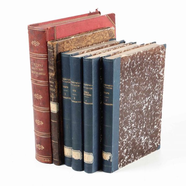 Scelte di libri d'arte : Scelte di libri d'arte,storia,letteratura U. Mussi, Scritti vari <BR>+ Usi e costumi dell'Asia, Africa, Europa (4 volumi)<BR>+ Album prima della guerra del 1886, Sartori e Vaiani<BR>+ Lorenzo Benoni<BR>+ Alla rovescia <BR>+ Le preziose reliquie di Galileo Galilei<BR>+ Il diavolo e la suocera <BR>+ La rossina <BR>+ Due opere varie di Giovanni Prati<BR>+ Viaggi di un gentiluomo olandese, di Tommaso Moore<BR>+ La novella della fronda<BR>+ Saette nell'abisso <BR>+ Le smorfie dell'anima <BR>+ Storia di Firenze<BR>+ L'eroica difesa di Mosca <BR>+ G. Faniello<BR>+ Mentre la macchina corre<BR>+ A voi soldati futuri dico<BR>+ Ferdinando XIII Bartolomei<BR>+ Feste fiorentine <BR>+ Macchiette fiorentine<BR>+ Fra Paolo Sarpi  - Asta Libri Antichi e Rari. Incisioni - Associazione Nazionale - Case d'Asta italiane