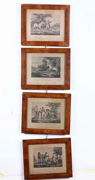 Anton Paterno : Il ritorno dalla caccia. Caccia alla volpe. La separazione a causa della caccia. La caccia  - Asta Libri Antichi e Rari. Incisioni - Associazione Nazionale - Case d'Asta italiane